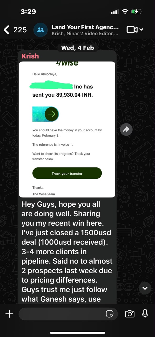 Client win — $1,500 deal