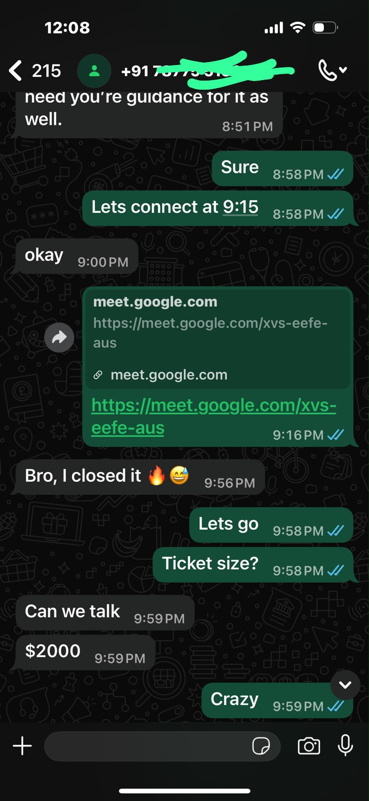 Client win — $2,000 close